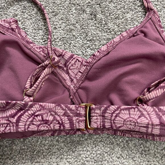 Shade & Shore Swimwear Bikini Top Womens Medium Multi Geometric Ruffle Spaghetti - Picture 7 of 14